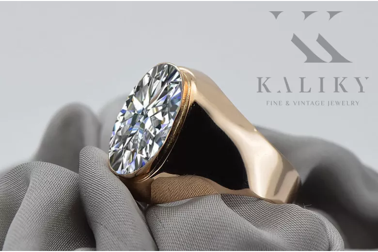 Kubický zirkón. Originálny produkt Vintage 14k s ružovým zlatým krúžkom vintage unikátny VRC077